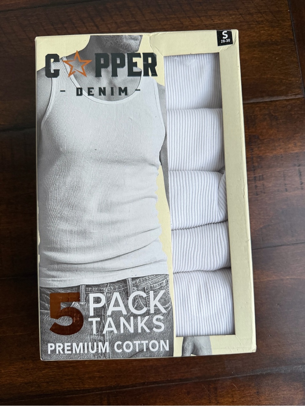 Copper Denim Men's 5-Pack Premium Cotton Ribbed Tank Tops White Small - New